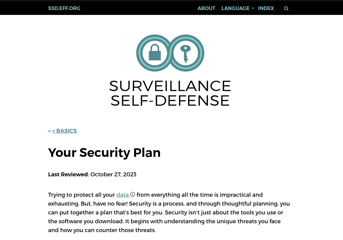 EFF Security Planner interactive tool