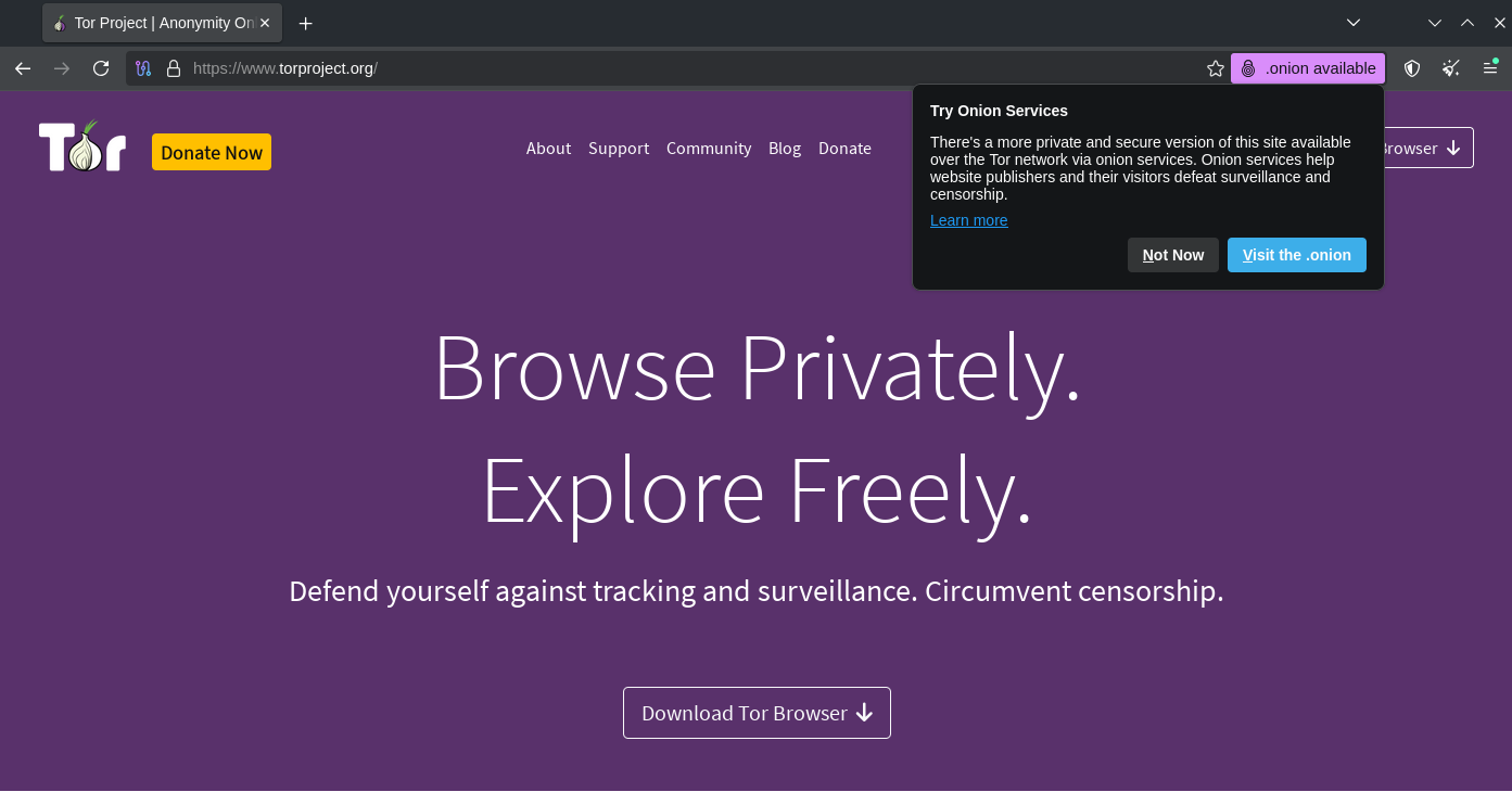 Tor Browser&rsquo;s &ldquo;.onion available&rdquo; button and the &ldquo;Try Onion Services&rdquo; prompt