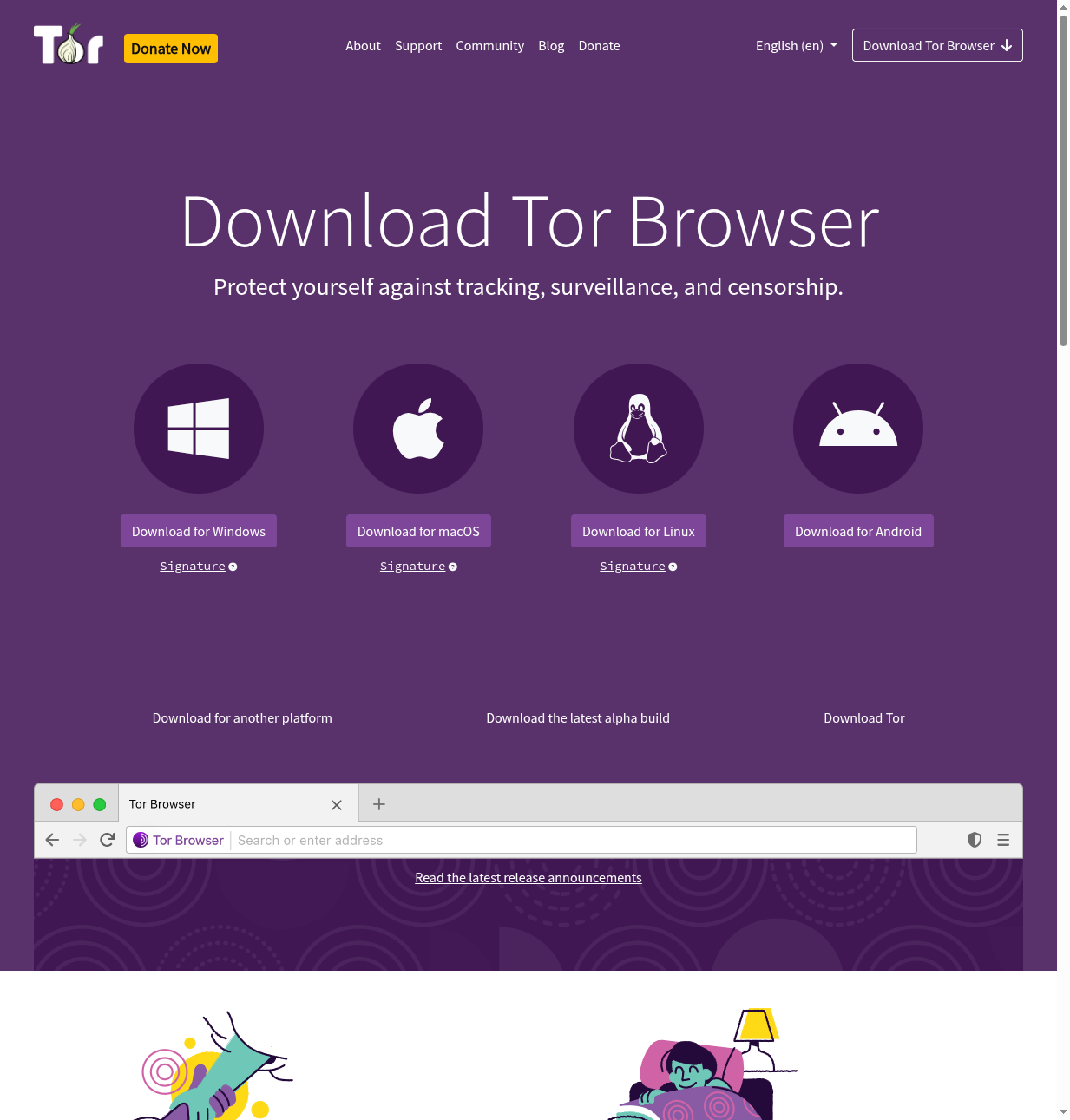 Tor Project official download page